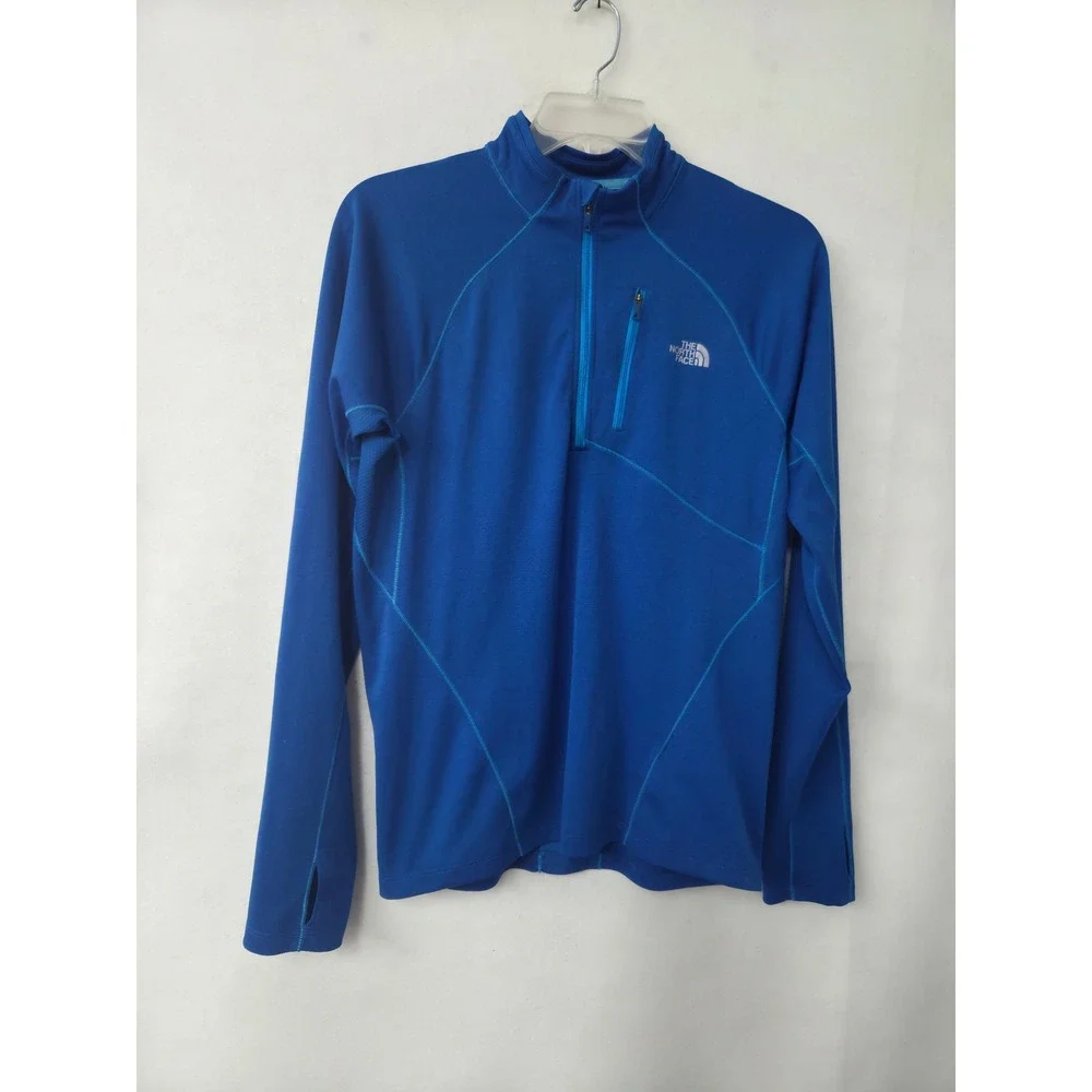 The North Face FlashDry Quarter Zip‎ Pullover Mens Medium Blue Thumbhole Active